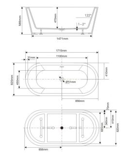 Акриловая ванна Swedbe Vita 8800 171x82см белый